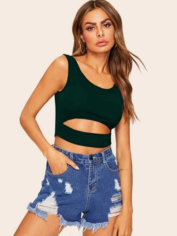 Cutout Front Tank Top - takostyle