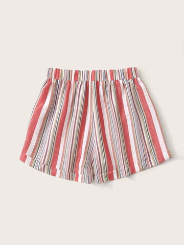 Tie Waist Striped Shorts - takostyle