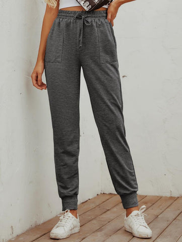 Slant Pocket Drawstring Waist Sweatpants - takostyle