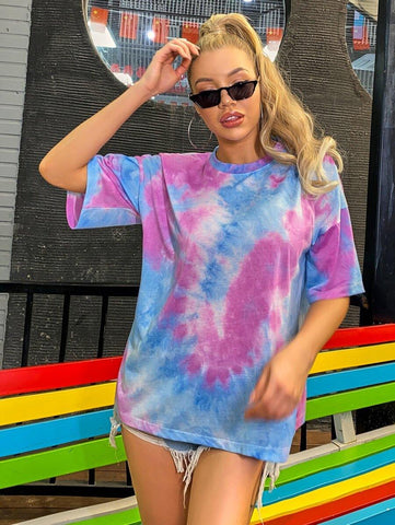 Tie Dye Drop Shoulder Oversized Tee - takostyle