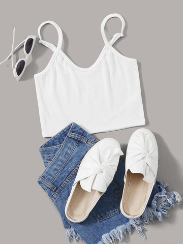 Rib Knit Crop Cami Top - takostyle