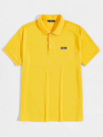 Men Patched Detail Polo Shirt