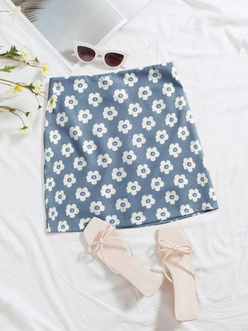 Floral Print Skirt - takostyle