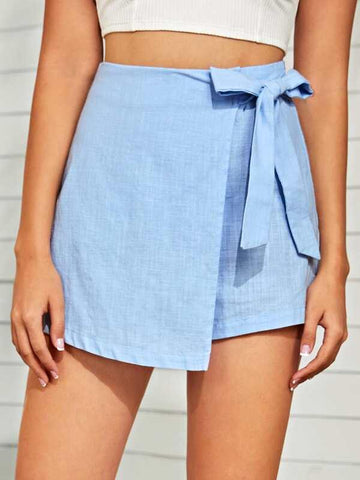 Tie Side Asymmetrical Skort - takostyle