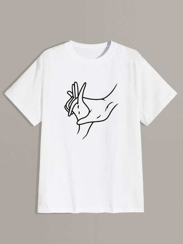 Men Hands Graphic Round Neck Tee