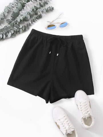 Drawstring Waist Wide Leg Shorts - takostyle