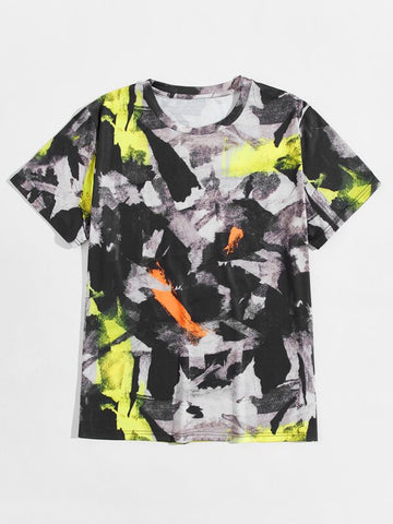 Men Brush Paint Print Tee