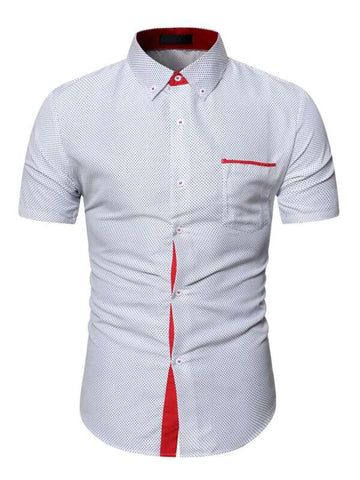 Men Polka Dot Pocket Front Shirt