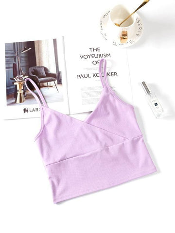 Surplice Front Crop Cami Top - takostyle