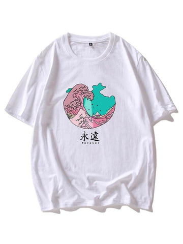 Men Wave & Letter Graphic Tee