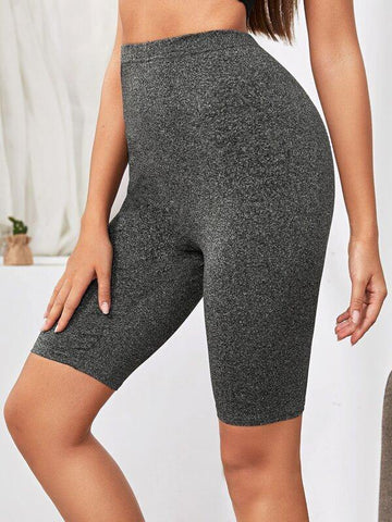 Elastic Waist Space Dye Biker Shorts - takostyle