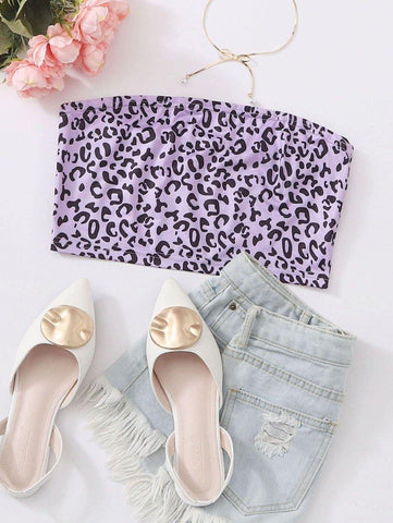 Allover Print Crop Tube Top - takostyle