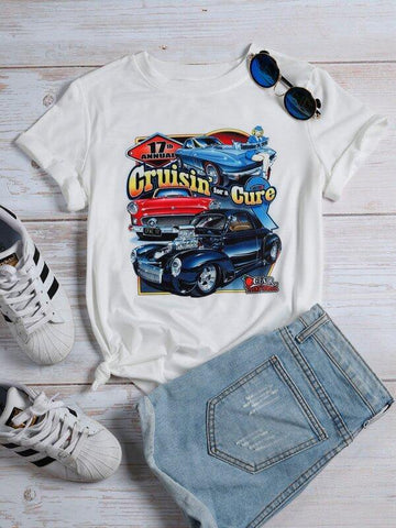 Car & Letter Graphic Tee - takostyle
