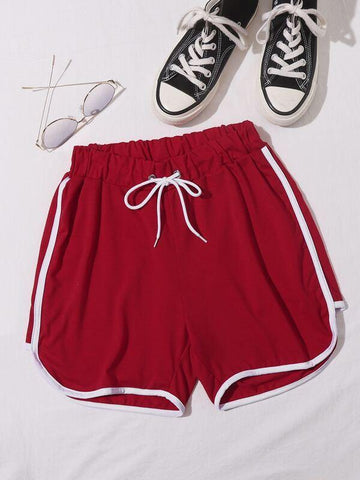 Contrast Binding Dolphin Hem Shorts - takostyle