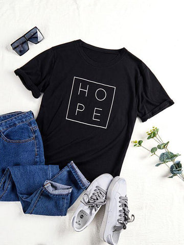 Letter Graphic Round Neck Tee - takostyle