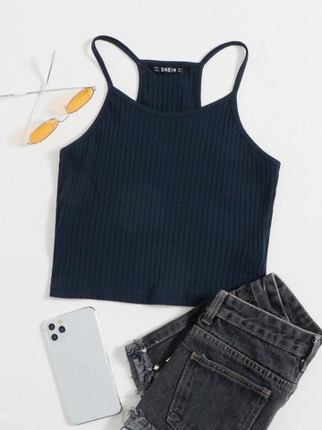 Rib-knit Racerback Cami Top - takostyle