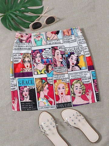 Pop Art Print Skirt - takostyle