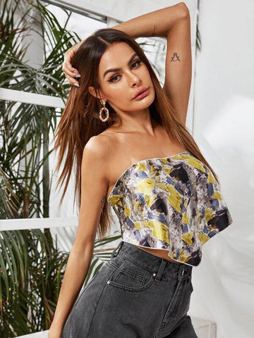 Tie Dye Knotted Tube Top - takostyle