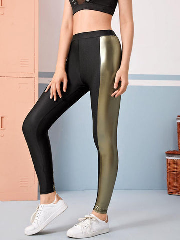 Elastic Waist Mixed Media Leggings - takostyle
