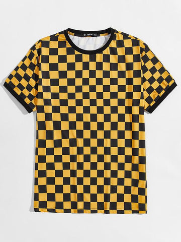Men Checked Ringer Tee