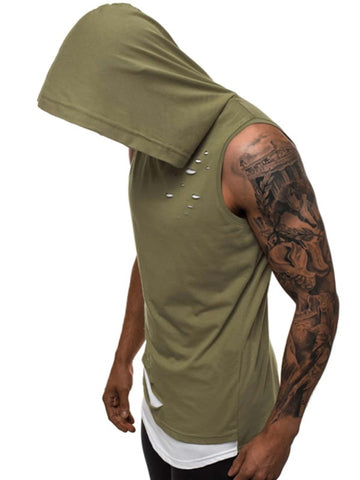 Men Ripped 2 In 1 Hooded Tee