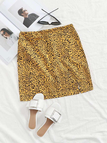 Zip Back Leopard Skirt - takostyle