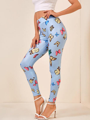 Butterfly Print Leggings - takostyle