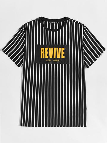 Men Letter Graphic Striped Tee
