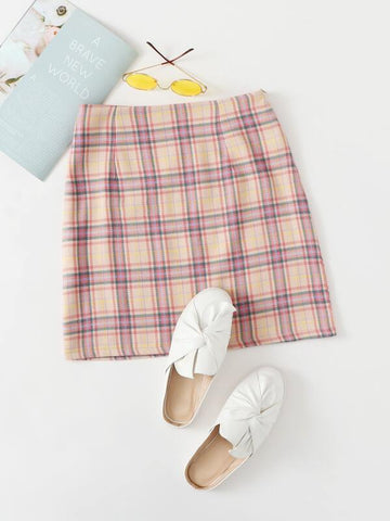 Tartan Plaid High Waist A-line Skirt - takostyle