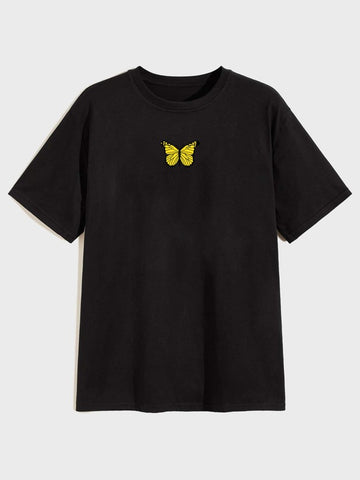 Men Butterfly Print Short Sleeve Tee