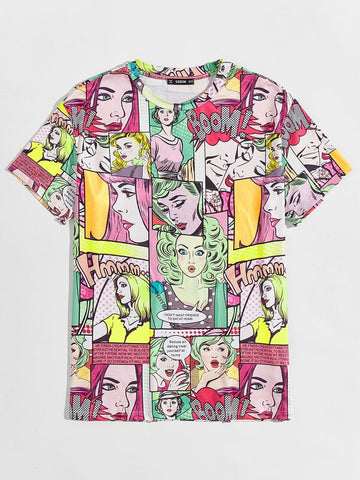 Men Pop Art Print Tee