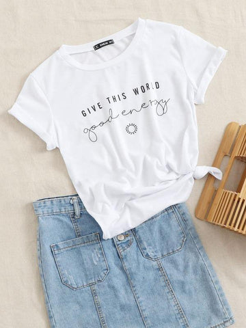 Slogan Graphic Tee - takostyle