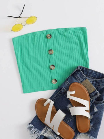 Button Front Tube Top - takostyle