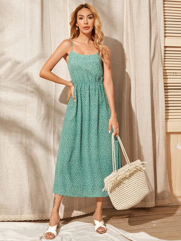 Polka-dot Print Cami Dress