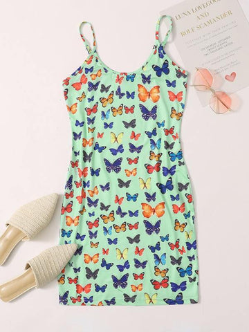 All-over Butterfly Print Dress - takostyle