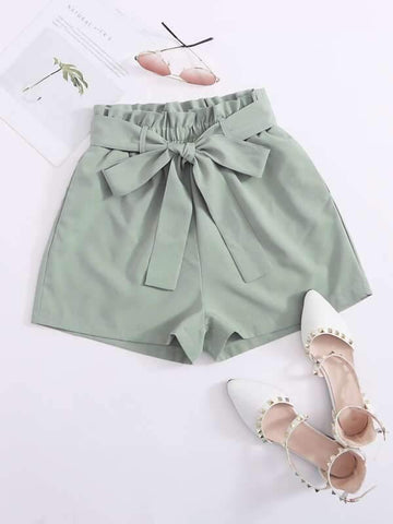 Paperbag Waist Belted Shorts - takostyle