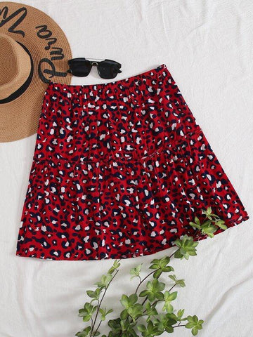 Frill Trim Leopard Print Skirt - takostyle