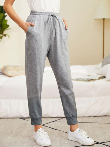 Slant Pocket Marled Knit Sweatpants - takostyle