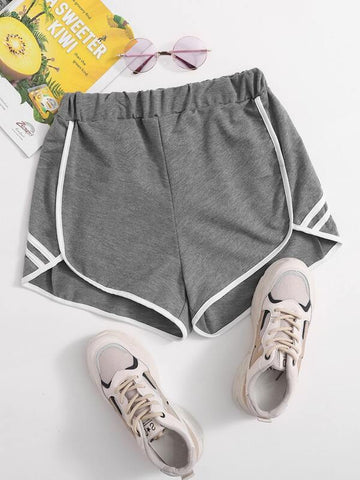 Side Stripe Contrast Binding Track Shorts - takostyle