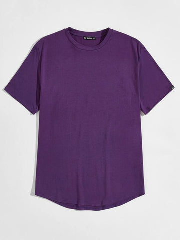 Men Curved Hem Short Sleeve Tee