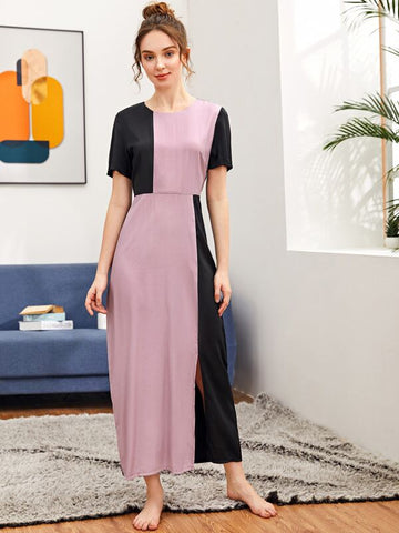 Split Front Spliced A-line Dress