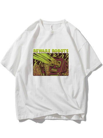 Men Robot & Slogan Graphic Tee