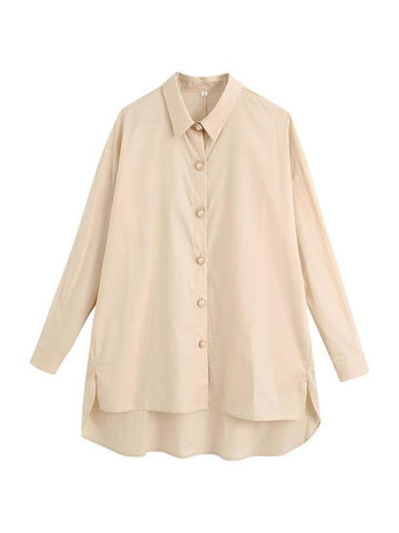 Pearls Button Through High Low Shirt - takostyle