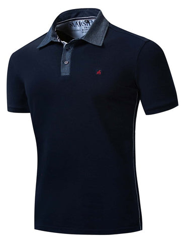 Men Embroidery Contrast Collar Polo Shirt