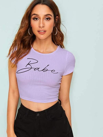 Letter Graphic Crop Tee - takostyle