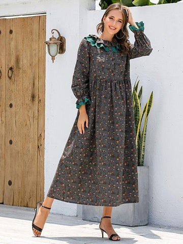 Ditsy Floral Layered Ruffle Dress - takostyle