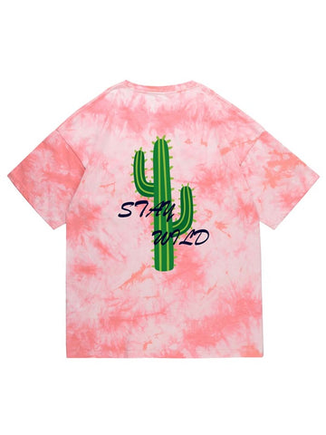 Men Cactus Print Tie Dye Tee