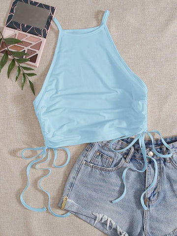 Solid Knot Side Solid Cami Top - takostyle