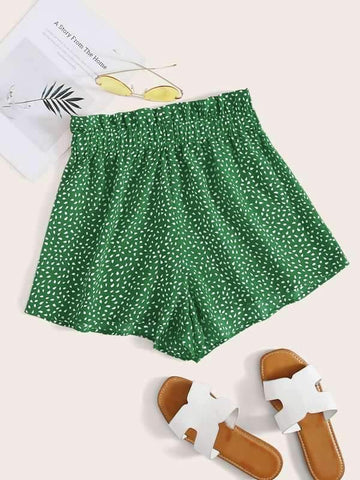 Paperbag Waist Allover Print Shorts - takostyle