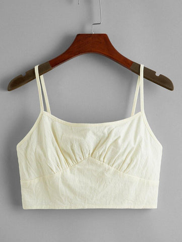 Ruched Bust Shirred Cami Crop Top - takostyle